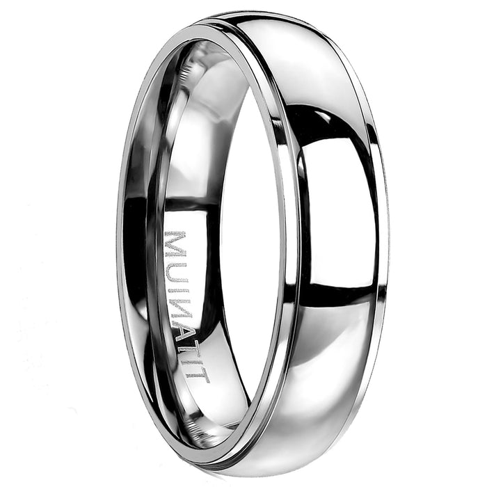 His Her Silver Titanium TRIO Wedding Ring Set