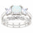 Princess Cut Three Stone Sterling Silver White Opal Wedding and Engagement Ring Set for Women