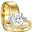 Solitaire round cut gold plated silver his her wedding rings