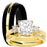 His and Her TRIO 14K Gold Over Silver Wedding Engagement Ring Set