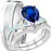 His Her TRIO Wedding Engagement Couples Ring Set Silver Titanium Opal CZ