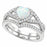 Right side view of 1 Carat Heart Cut Lab Created White Opal Silver Wedding and Engagement Ring Set