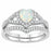 Front view of 1 Carat Heart Cut Lab Created White Opal Silver Wedding and Engagement Ring Set