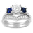 LaRaso & Co His Her Wedding Ring Set Simulated Sapphire Blue Silver Titanium for Women Men 5/11