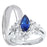 His Hers Wedding Ring Set TRIO Matching Couples Blue Marquise CZ Engagement Rings