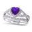 1 Carat Heart CZ Simulated Amethyst Purple Wedding Engagement Ring Set 925 Silver