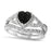 1 Carat Heart Black CZ Wedding Engagement Ring Set 925 Silver