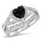 His Hers TRIO Wedding Set Black Wedding Rings for Women  and Men