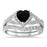 1 Carat Heart Black CZ Wedding Engagement Ring Set 925 Silver