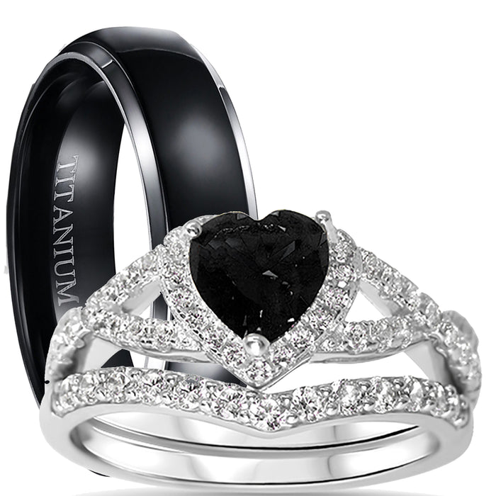 His Her Wedding Ring Set