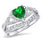 1 Carat Heart CZ Simulated Emerald Green Wedding Engagement Ring Set 925 Silver