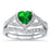 1 Carat Heart CZ Simulated Emerald Green Wedding Engagement Ring Set 925 Silver