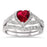 1 Carat Heart CZ Simulated Ruby Wedding Engagement Ring Set 925 Silver
