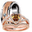 His Her Wedding Ring Set 3 Piece TRIO Silver Titanium Couples Engagement Promise Ring Set