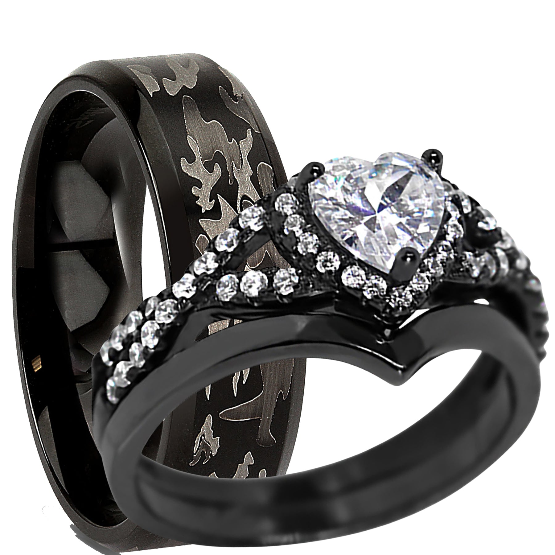 Tension Titanium Promise Rings For Her His And Her Black