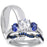 vintage blue white silver his and her wedding ring set
