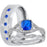 His Her Wedding Set 3 Piece TRIO Simulated Sapphire CZ Silver Rings for Women Titanium Men