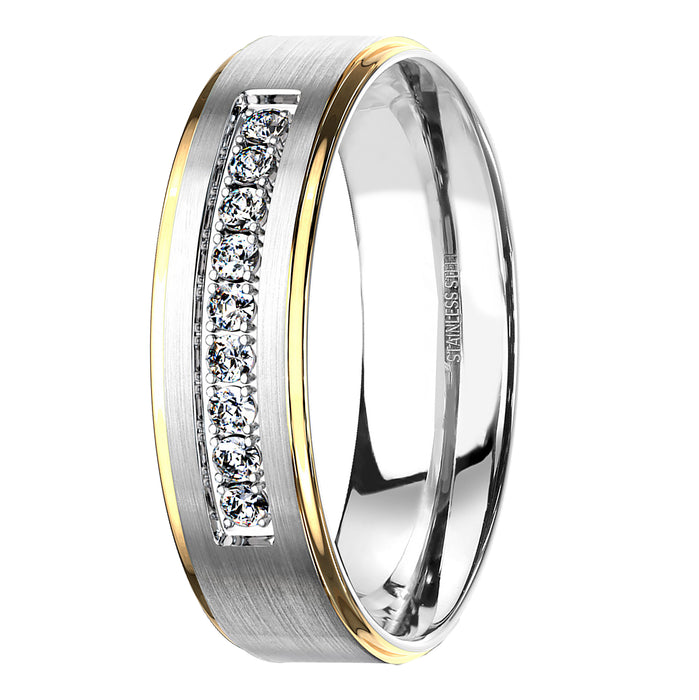 His Her Wedding Ring Set Gold Plated Silver CZ Bridal Set with Matching Band for Him