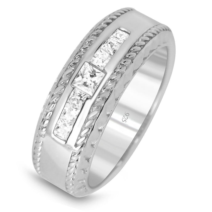 His Her Matching Sterling Silver Wedding Rings Set