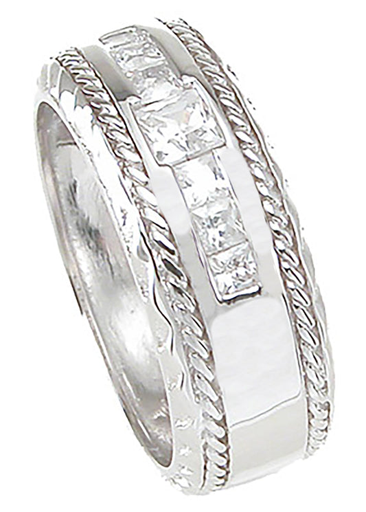 Alternate view of his and Her Sterling Silver Matching Wedding Band Rings