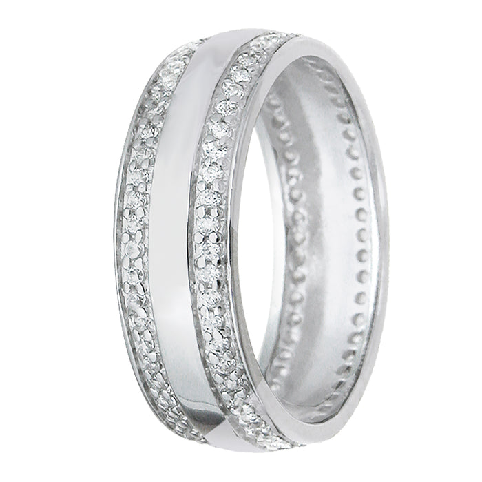 His Hers Wedding Rings Blue CZ Bridal Engagement Wedding Set Sterling Silver Bands Him Her