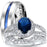 His and Her Simulated Blue Sapphire Sterling Silver Steel Wedding Ring Set