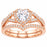 1 Carat CZ Rose Gold Plated Silver Halo Wedding & Engagement Ring Set Size 7 Only
