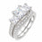 Alternate view of sterling Silver Vintage 3 Stone Wedding and Engagement Ring Set