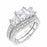 Alternate view of sterling Silver Vintage 3 Stone Wedding and Engagement Ring Set