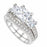 Alternate view of sterling Silver Vintage 3 Stone Wedding and Engagement Ring Set