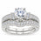 Sterling Silver Vintage Solitaire Wedding & Engagement Ring Set - Size 7