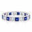 Sterling Silver Blue White CZ Wedding Band Ring for Women