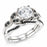 Black White Sterling Silver Wedding & Engagement Ring Set for Women
