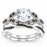 Black White Sterling Silver Wedding & Engagement Ring Set for Women