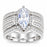 Sterling Silver Marquise TRIO CZ Wedding Engagement Ring Set - Size 8 Only