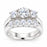 3 Stone Traditional Silver CZ Wedding Engagement Ring Set for Women Size 7