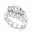 3 Stone Traditional Silver CZ Wedding Engagement Ring Set for Women Size 7