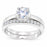 1 Carat CZ Solitaire Hidden Halo Silver Wedding Engagement Ring Set Size 9