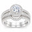 1 Carat Vintage Halo Silver Wedding Engagement Ring Set Size 7