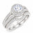 1 Carat Vintage Halo Silver Wedding Engagement Ring Set Size 7