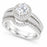 1 Carat Vintage Halo Silver Wedding Engagement Ring Set Size 7