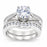 1 Carat Vintage Solitaire Silver Wedding Engagement Ring Set Size 7