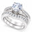 1 Carat Vintage Solitaire Silver Wedding Engagement Ring Set Size 7