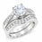 1 Carat Vintage Solitaire Silver Wedding Engagement Ring Set Size 7