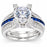 2 Carat Round Solitaire White Blue CZ Vintage Silver CZ Wedding Engagement Ring Set Size 7