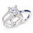 2 Carat Round Solitaire White Blue CZ Vintage Silver CZ Wedding Engagement Ring Set Size 7