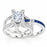 2 Carat Round Solitaire White Blue CZ Vintage Silver CZ Wedding Engagement Ring Set Size 7