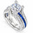 2 Carat Round Solitaire White Blue CZ Vintage Silver CZ Wedding Engagement Ring Set Size 7