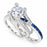 2 Carat Round Solitaire White Blue CZ Vintage Silver CZ Wedding Engagement Ring Set Size 7