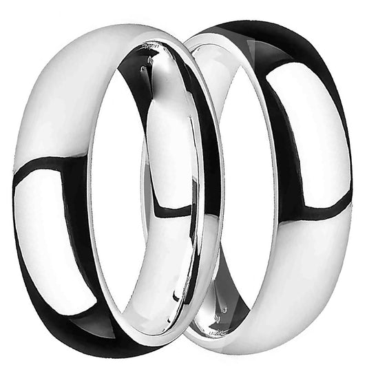 Front view of his and Hers Matching Comfort Fit Titanium Wedding Bands 5mm | Style 1001